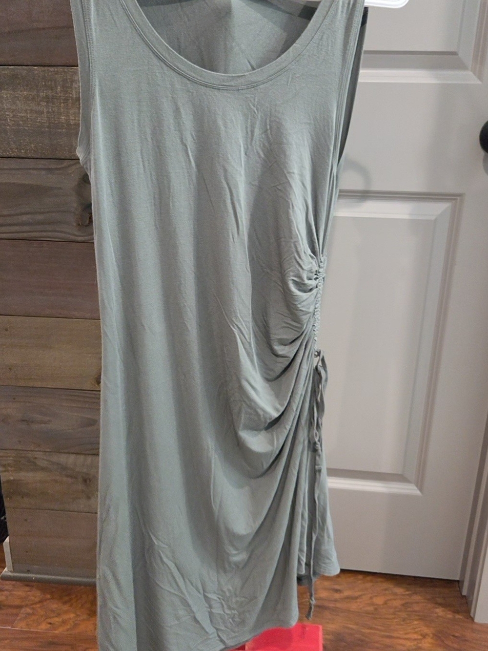 Athleta Sage Green Side-Ruched Midi Tank Dress